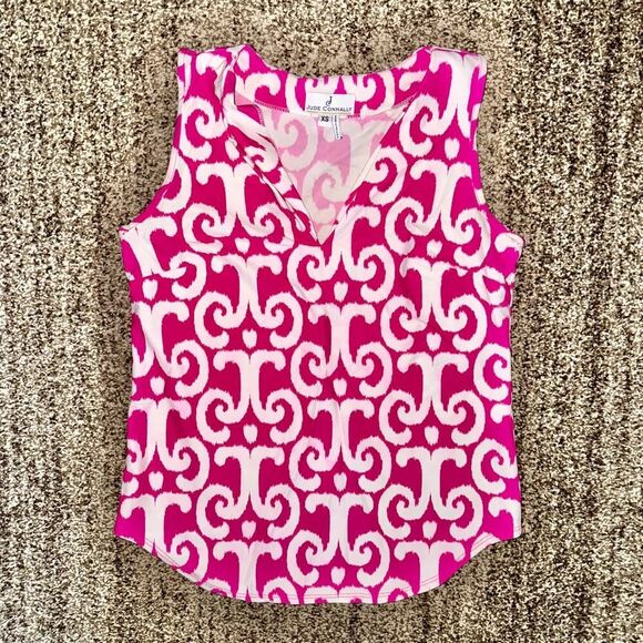 Jude Connally Women's Scoop Neck Sleeveless Abstract Tank Top Shirt in Pink XS - Picture 1 of 9